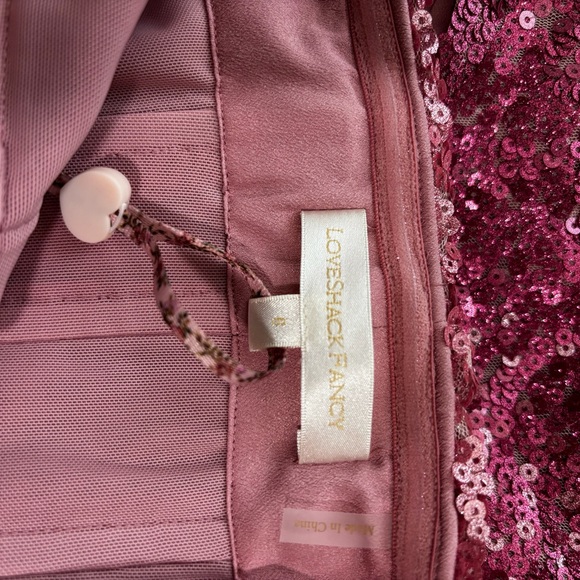 LoveShackFancy Stasia Sequined Ombré Midi Dress Pink Size 6 - Picture 5 of 6